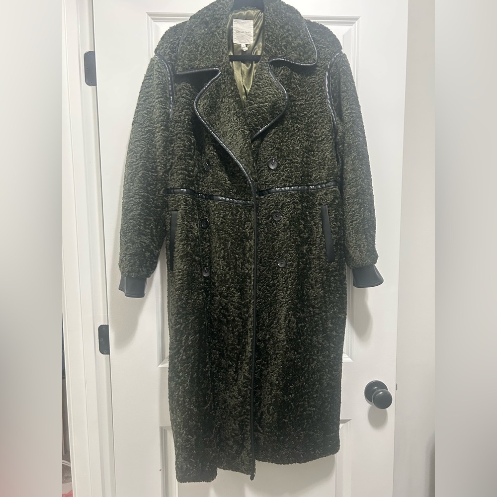 Avec Les Filles Dark Green Teddy Coat